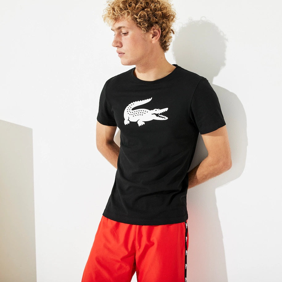 Lacoste Men's SPORT Crew Neck Ultra Dry T-shirt 258-BLACK/WHITE