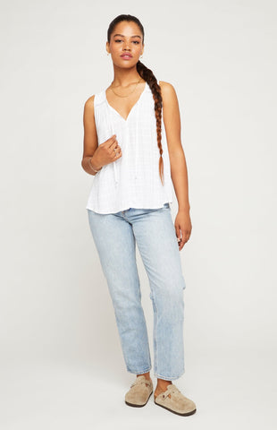 Gentle Fawn Eleanor Textured Tie Front Tank in White