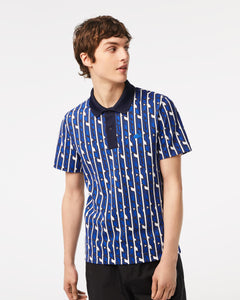 Lacoste Classic Fit Active Movement Print Polo - Blue