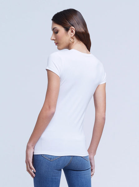 L'AGENCE Ressi Crew Neck Short Sleeve Tee in White