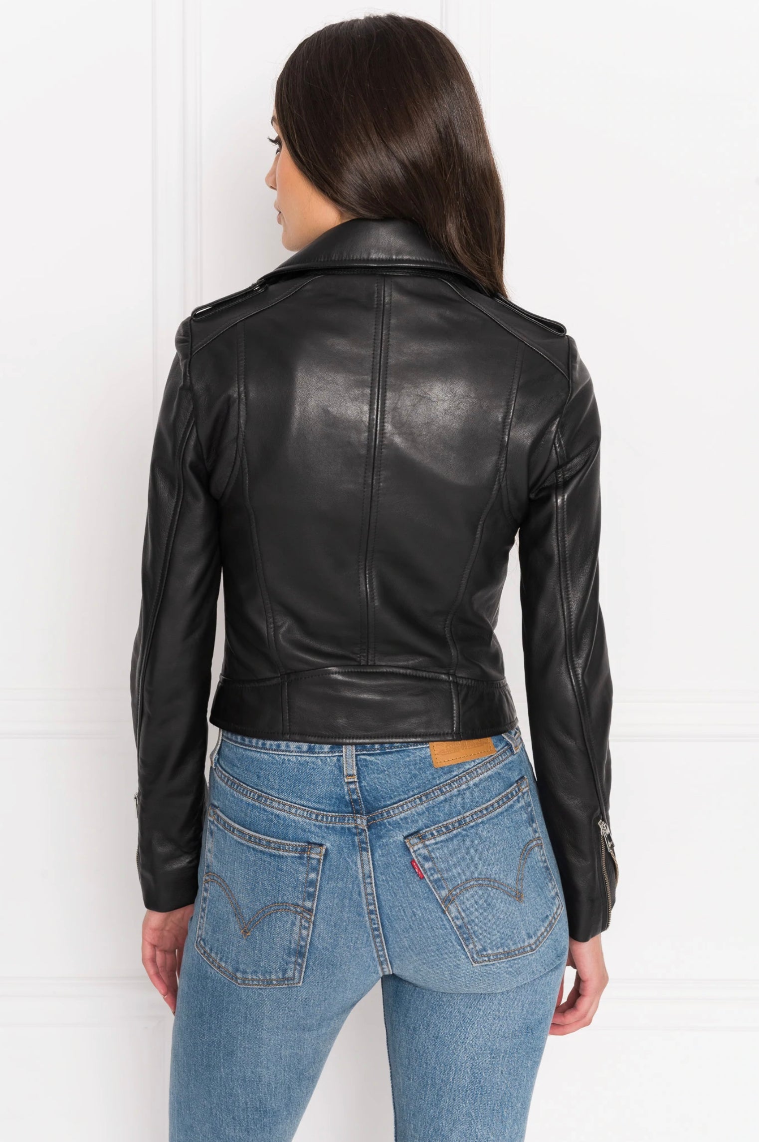 LAMARQUE Donna Signature Leather Biker Jacket in Black