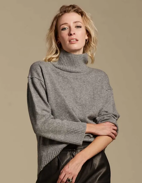 Rails Sasha Mock Neck Cashmere Blend Sweater in Heather Grey
