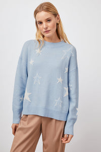 Rails Perci Cotton Cashmere Sweater in Powder Blue White Stars