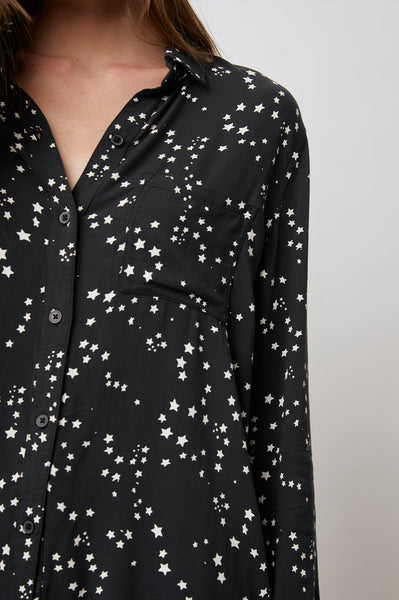 Rails Rocsi long sleeve rayon pocket shirt in Constellation