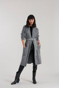 JOHN + JENN Harrison Long Ribbed Cardigan in Grey Owl