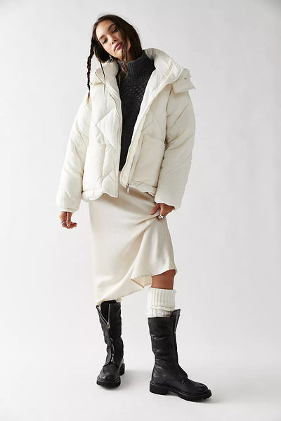Free People Emmy Swing Puffer Jacket in Bone