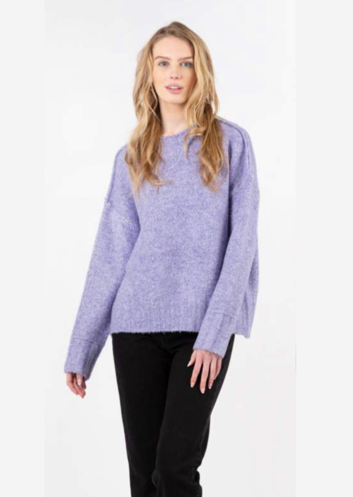 Lyla + Luxe Tanya Ribbed Cuff Sweater in Purple