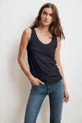 Velvet Jen City Slub Tank in Black