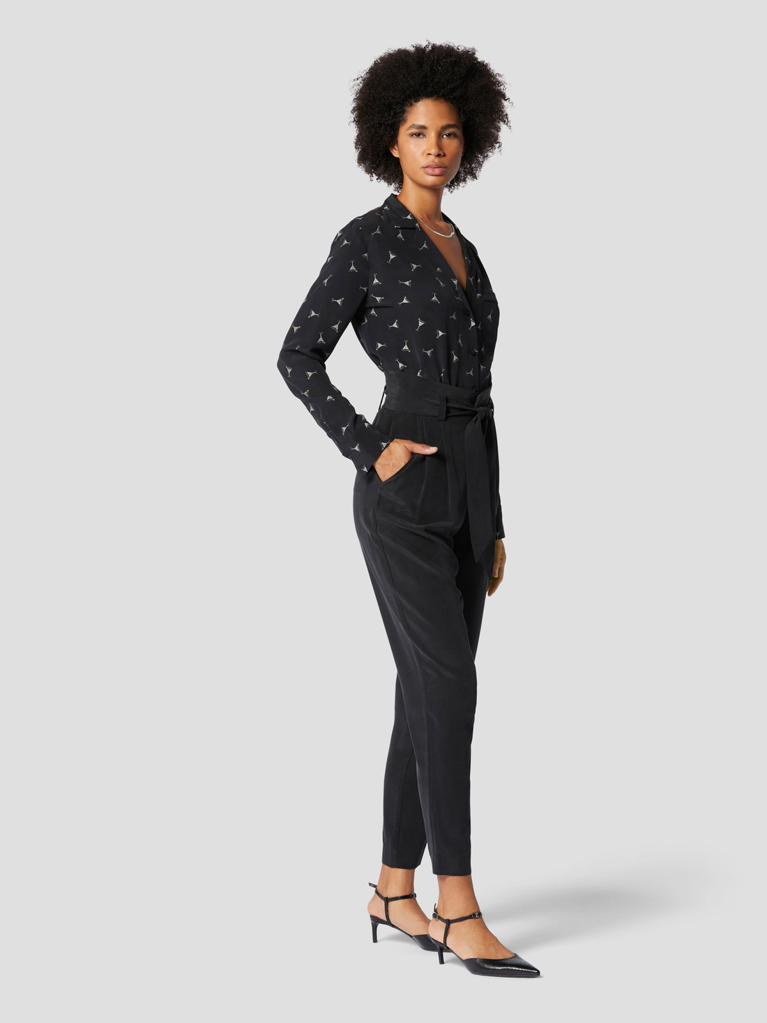 Equipment Keira Long Sleeve Shirt in True Black Multi