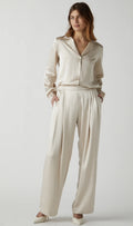 Velvet Manhattan Silk Charmeuse Pant in Oyster