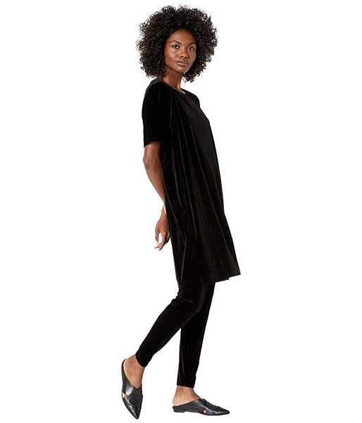 Eileen Fisher Round Neck S/S Recycled Velvet Dress