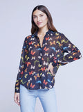 L'AGENCE Laurent L/S Butterfly Blouse in Black Multi