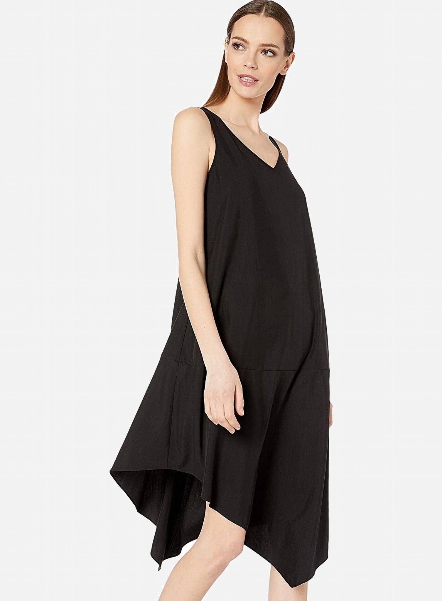 Eileen Fisher Sandwashed Tencel Asymetric Layering Dress - Black or No manhattan casuals Eileen Fisher Sandwashed Tencel Asymetric Layering Dress - Black or No manhattan casuals