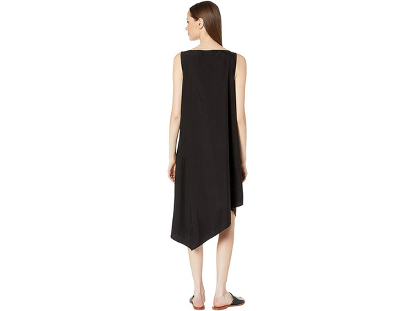 Eileen Fisher Sandwashed Tencel Asymetric Layering Dress - Black or Nori