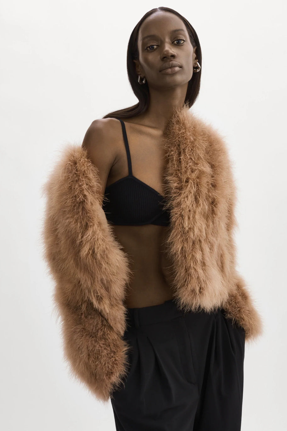 LAMARQUE Deora Feather Jacket in Sirocco