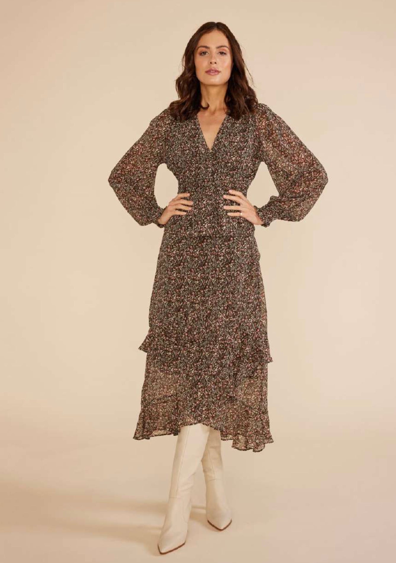 MinkPink Evelyn Midi Dress in Ditzy Print