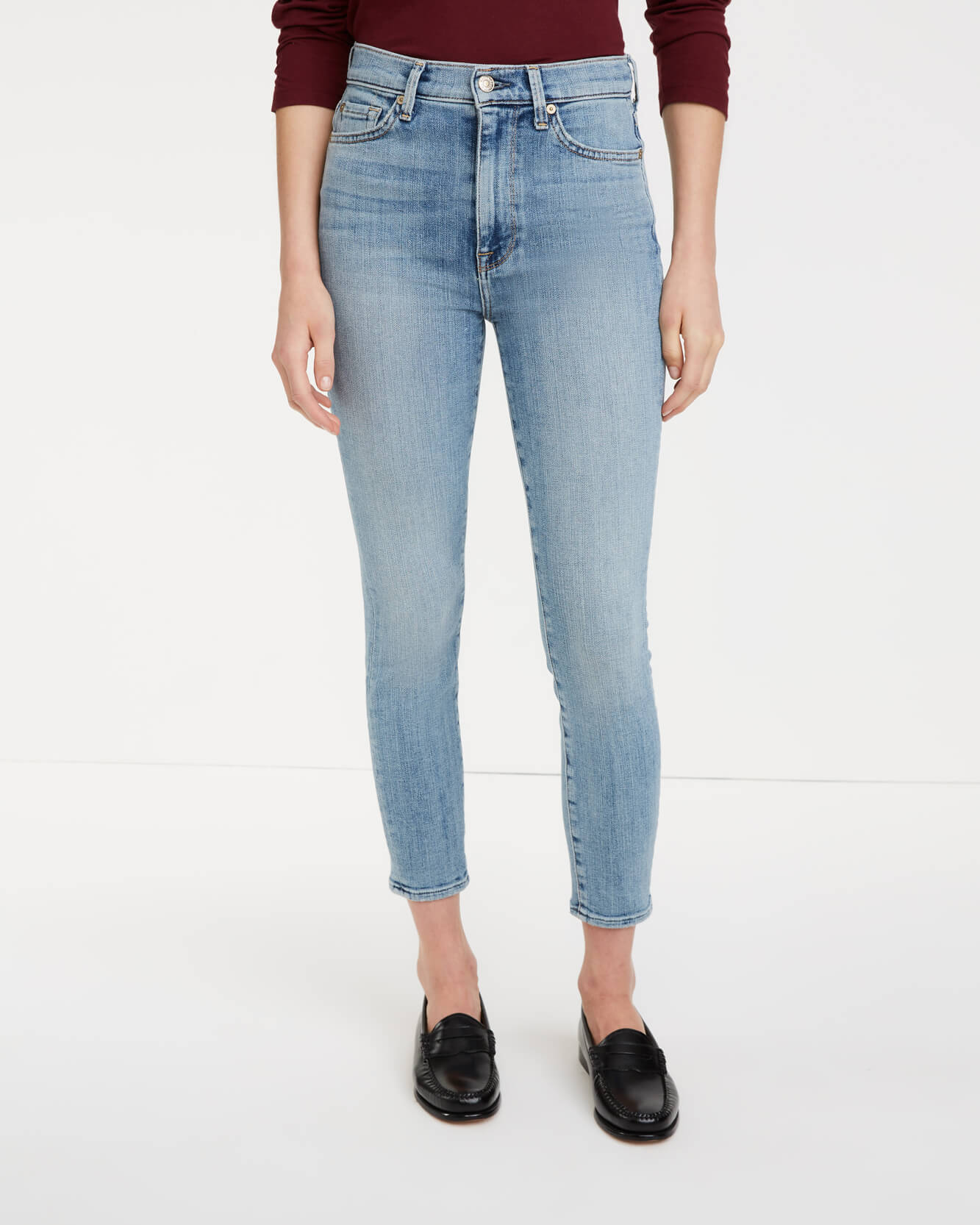For All Mankind Hi Waist Ankle Skinny Supersoft in Trio