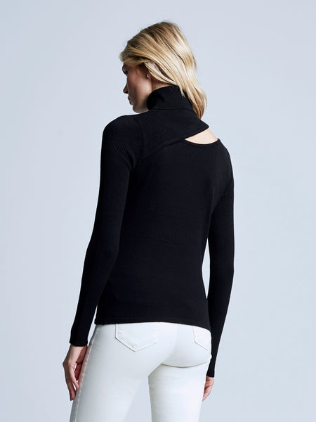 L'AGENCE Everlee Cutout Turtleneck Sweater in Black