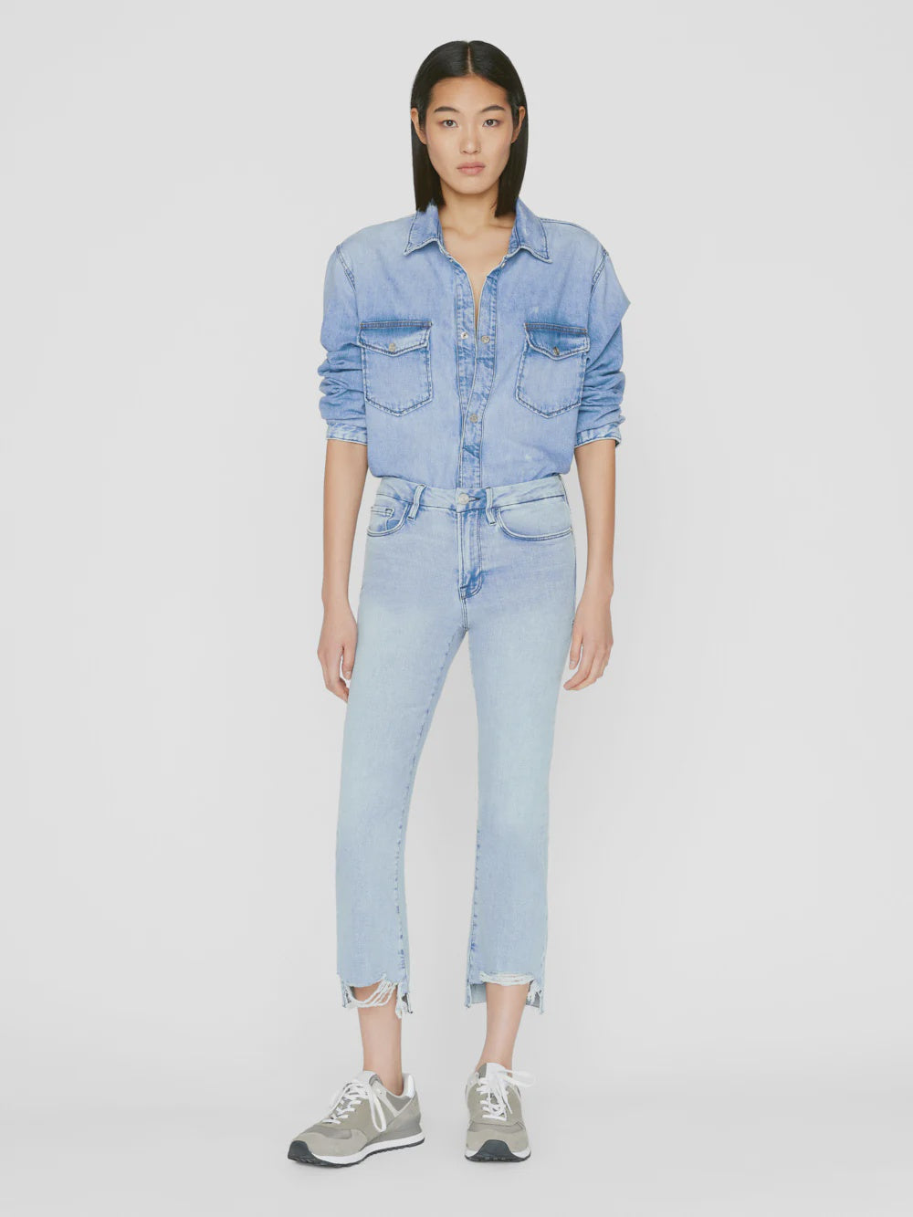 FRAME Le Crop Mini Boot Raw Stagger in Yorba Chew