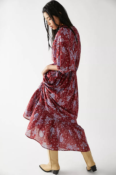 Free People Golden Hour Maxi in Wine Combo