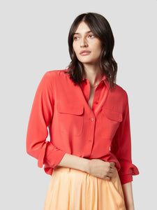 EQUIPMENT Slim Signature silk shirt - Red Hibiscus