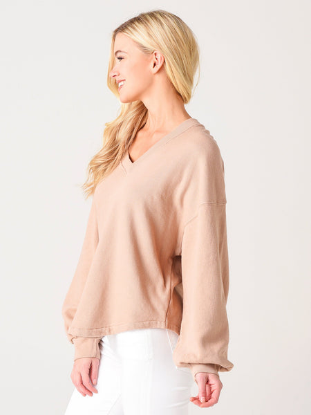 Citizens of Humanity Vivienne Supersoft V-Neck Sweatshirt in Nougat