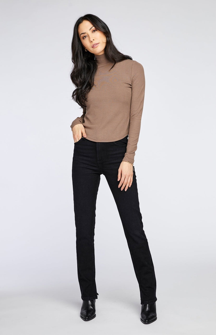 Gentle Fawn Noah Ribbed Mock Neck Top in Falcon