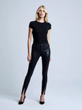 L'AGENCE Jyothi Hi-Rise Split Ankle in Noir Coated