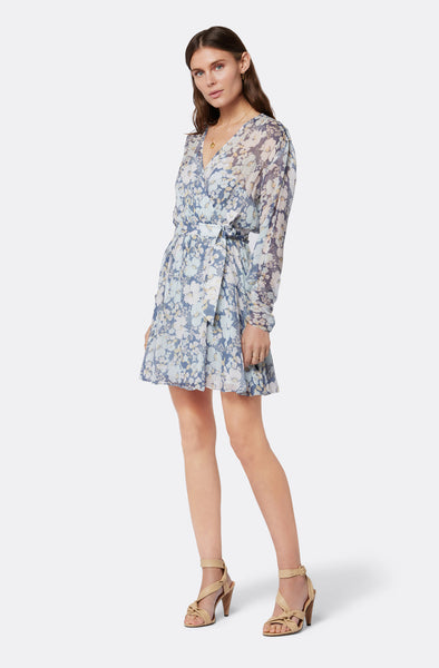 Joie Clara Silk Floral L/S Dress in Nightshadow Blue Multi