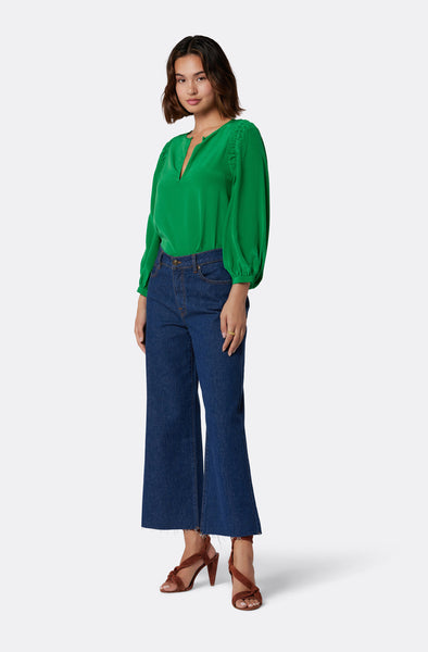 Joie Collette Notch Neck Blouse in Jolly Green