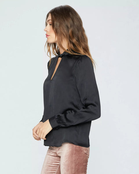 Paige Ceres Notch L/S with Neck Twist in Black