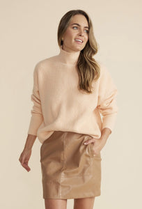 MinkPink Kaia Ribbed Knit Sweater in Peach