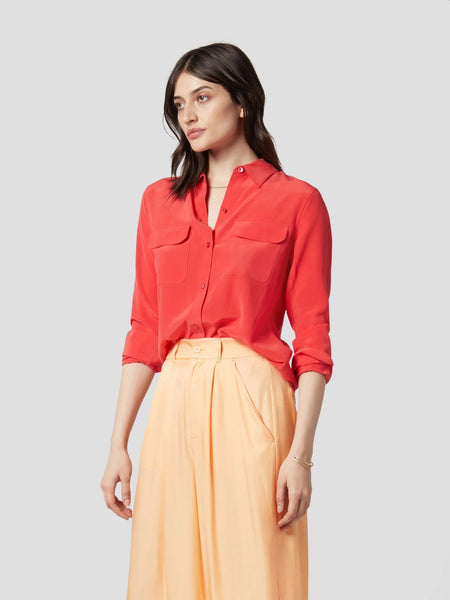 EQUIPMENT Slim Signature silk shirt - Red Hibiscus
