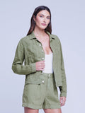 L'AGENCE Celine Slim Femme Linen Jacket in Soft Army