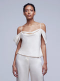 L'AGENCE Ellington Draped Sleeve Cami in Pearl