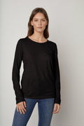 Velvet Liz Cotton Slub Long Sleeve Tee in Black