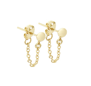 Cuchara Jade ball earring with chain in gold