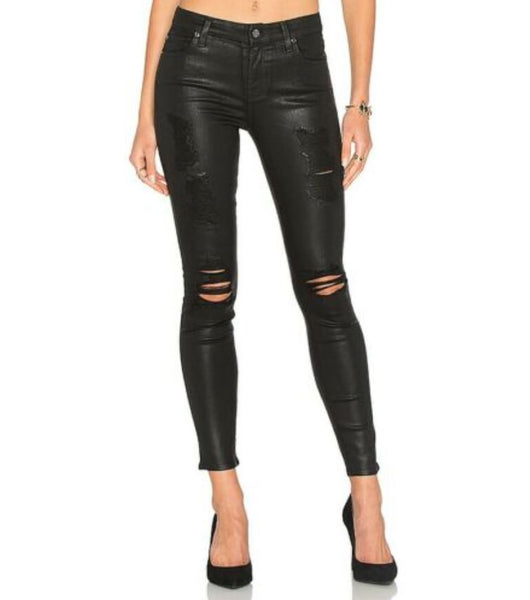 7 For All Mankind Ankle Skinny Coated w/Destroy
