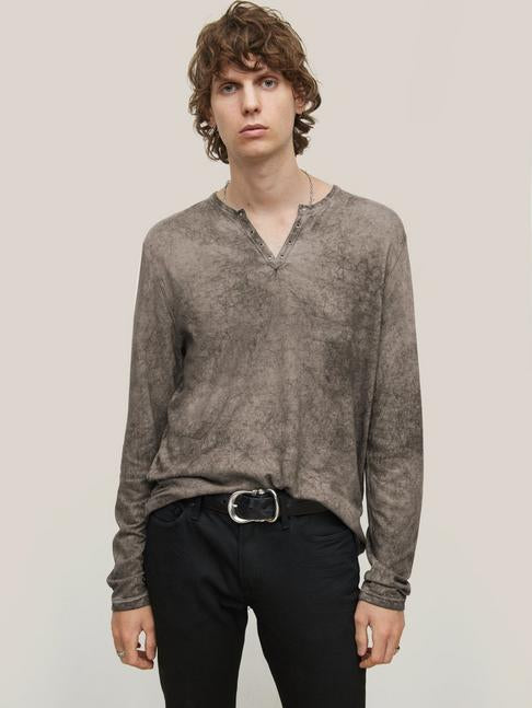John Varvatos ASH  Grommet Henley - Nickel Grey
