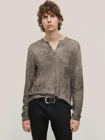 John Varvatos ASH  Grommet Henley - Nickel Grey