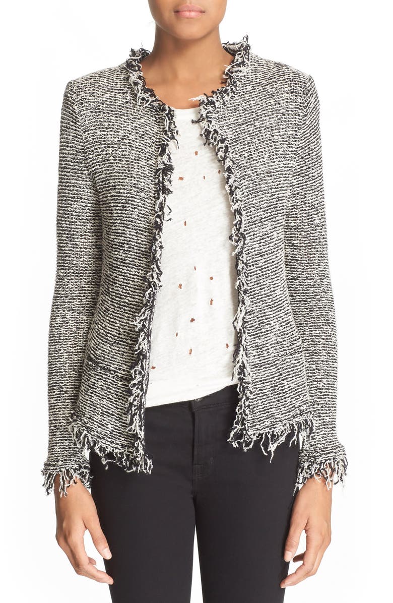 IRO Azure Fringe Jacket - Black/Ecru