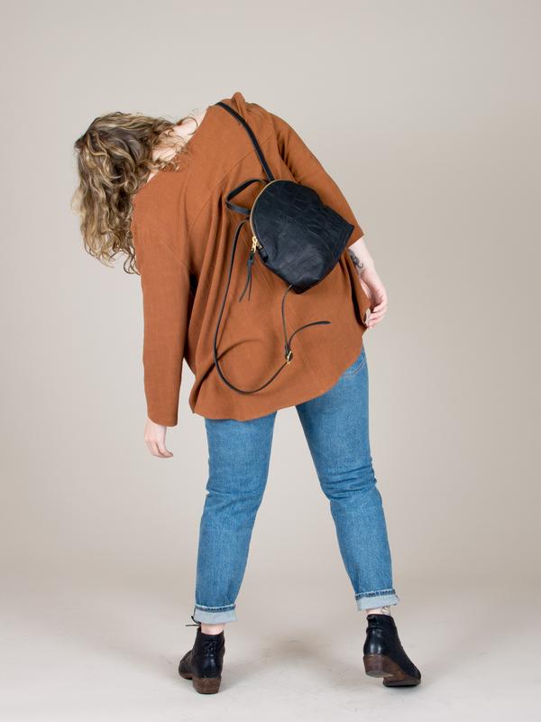 eleven thirty anni mini backpack eleven thirty Anni Mini Back Pack in black Croc Embossed