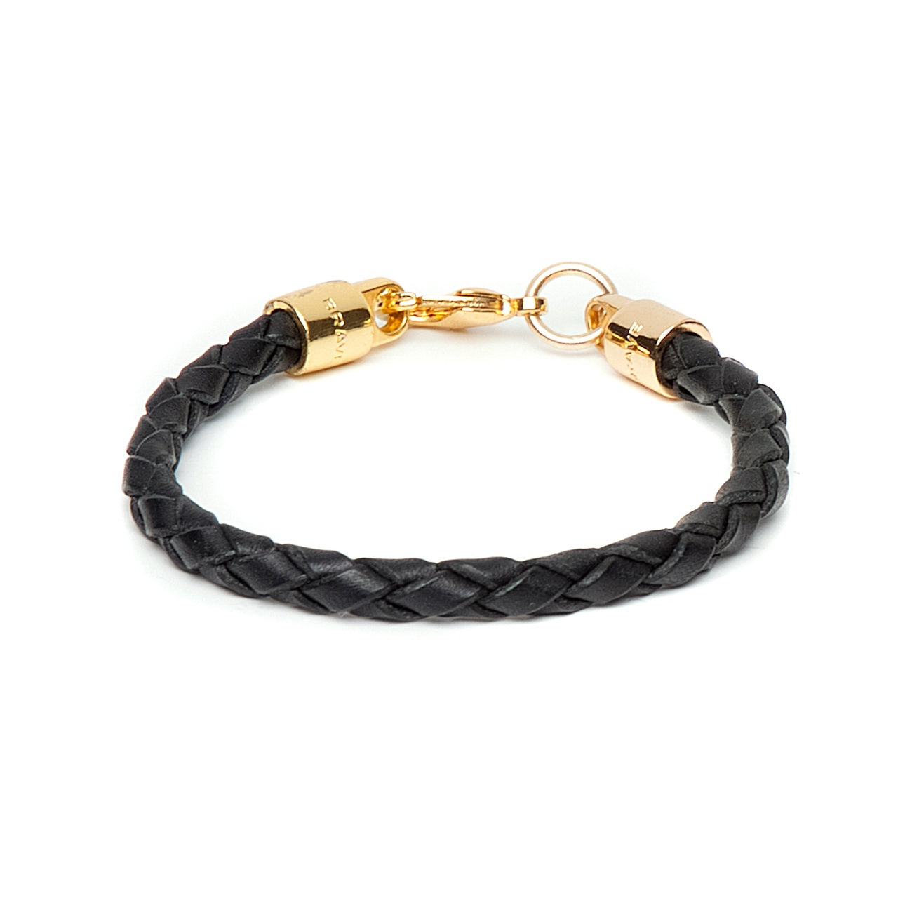 Brave Jair woven leather bracelet in black with gold
