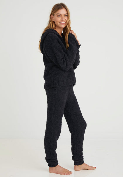 bella dahl teddy lounge sweater jogger pants in black