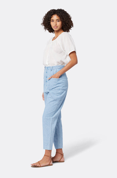 Joie Zola Cotton Shirred Short Sleeve top in Porcelain