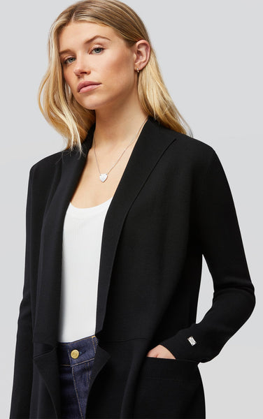 Soia & Kyo Benela-N Mid-Length Coatigan with Pockets in Black