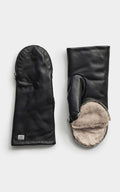 Soia & Kyo Betrice Faux Fur Lined Mittens in Black w Fawn