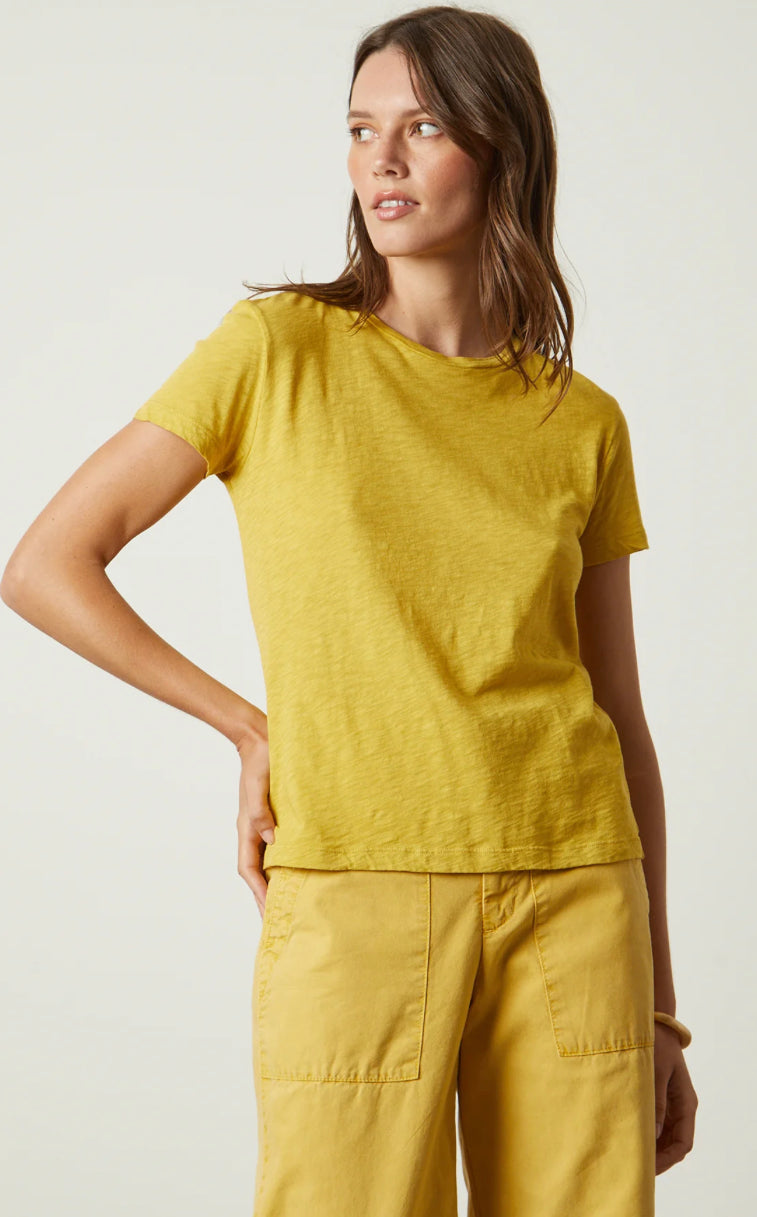 Velvet Sierra Cotton Slub Crew Neck S/S in Buttercup