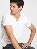 John Varvatos Duke S/S HENLEY BURNOUT Tee -  Salt