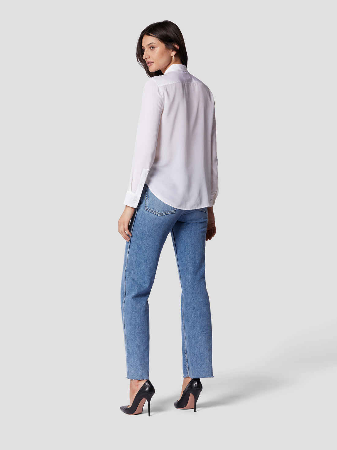 Equipment Leema silk long slv button down in bright white